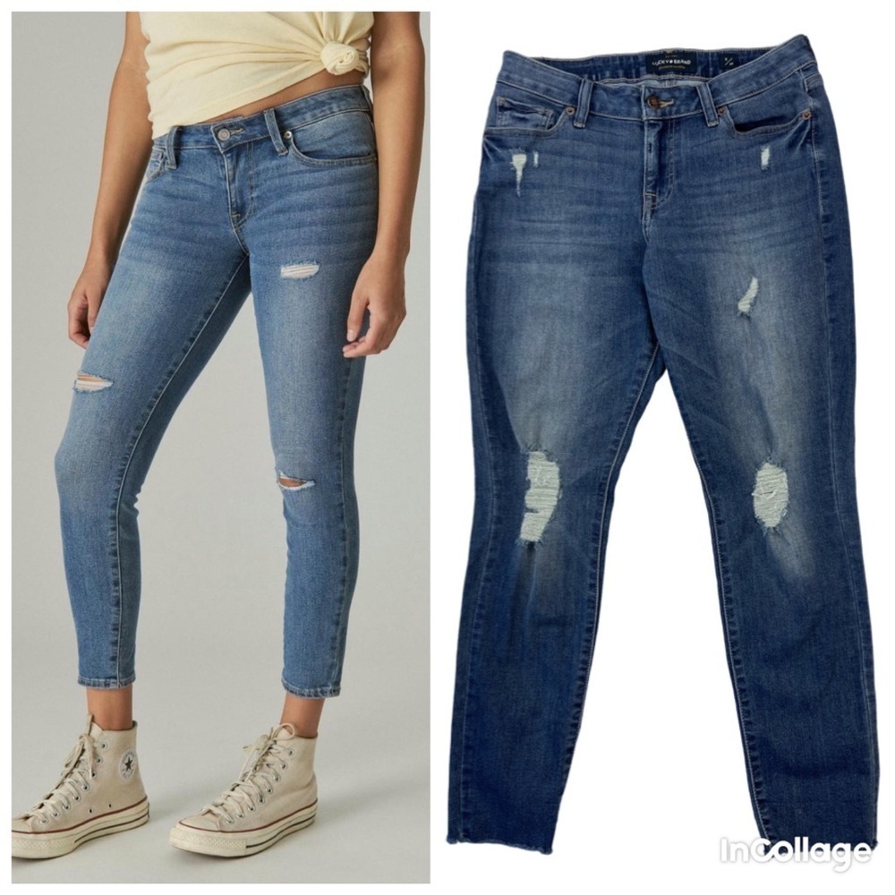 ✅ Lucky Brand Woman’s Lolita Super Skinny Mid Rise distressed jeans size 6/28